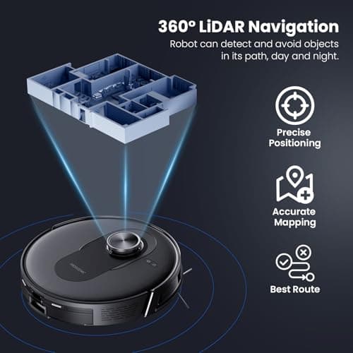 Proscenic Q8 Max Robot Vacuum and Mop with Self Emptying for 60 Days, 5,000 Pa Suction, LiDAR Navigation with Home Mapping, 200 Min Run, Auto Self-Charging, WiFi APP Control for Floor