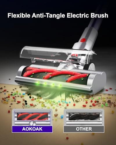 Cordless Vacuum Cleaner, 2 Batteries 120 Mins Runtime, 550W 45KPA Stick Vacuum with Self-Standing, Tangle-Free Brush, LED Display, Vacuum Cleaner for Home Hardwood Floor, Carpet, Pet Hair