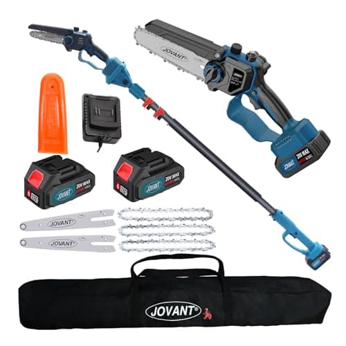 Electric Pole saw, Cordless Pole Saw Battery Powered, Pole Chainsaws for Tree Trimming, 15Ft Reach Power Pole Saws with 2*MAX Batteries