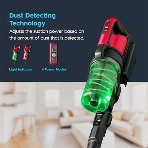 IRIS USA Cordless Vacuum Cleaner for Home, Rechargeable, Ultra Lightweight, 50-Minute Runtime Fast Charging, 230W, Carpet, Hard Floor, Tile, Non-Slip Lean Support Design, LED Dust Sensor, Black