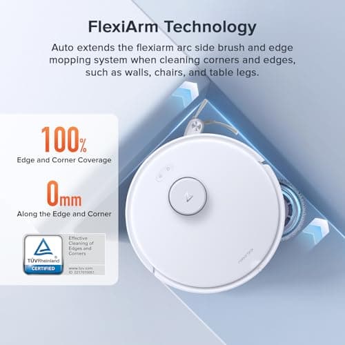 roborock Qrevo Curv S5X Robot Vacuum and Mop, 17000Pa Suction, Zero-Tangling Design, FlexiArm Side Brush & Mop, Smart Obstacle Avoidance, Self-Washing & Drying, Self-Emptying, Perfect for Carpet