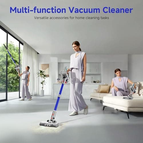 Cordless Vacuum Cleaner, 8 in 1 Powerful Stick Vacuum with 50Mins Rechargeable Battery, Vacuum Cleaners for Home Anti-Tangled Lightweight Handheld Vacuum for Hardwood Floor, Carpets, Pet Hair, Blue