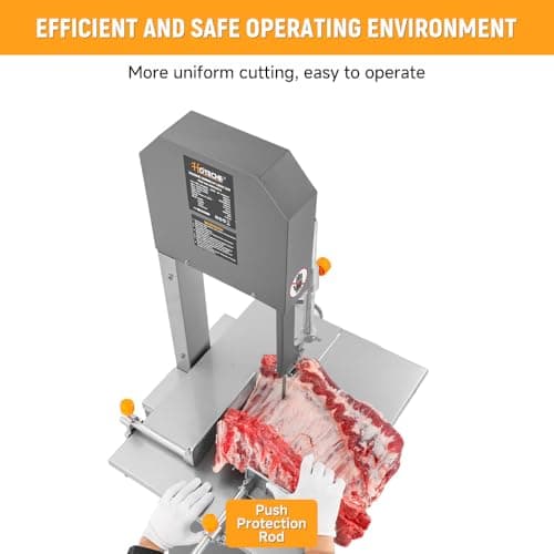 Hoteche 10-Inch Commercial Electric Meat Bandsaw - 550W, 9.5" Cutting Depth, 10" Cutting Width Ideal for Meat, Bone, and Frozen Food Processing