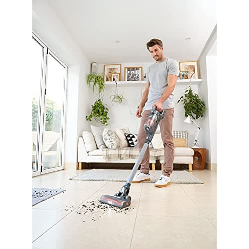 BLACK+DECKER POWERSERIES+ 20V MAX Cordless Vacuum Cleaner, Stick Vacuum Rechargeable with LED Floor Lights, Anti-Tangle Lightweight, Removable Battery (BHFEA18D1)
