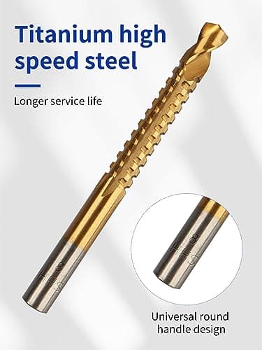 Rocaris 8 Pack Titanium Coated HSS Twist Drill Bits, 3-10mm Serrated Side Cutting Drill Bit Woodworking Tools for Plastic Metal Wood Hole