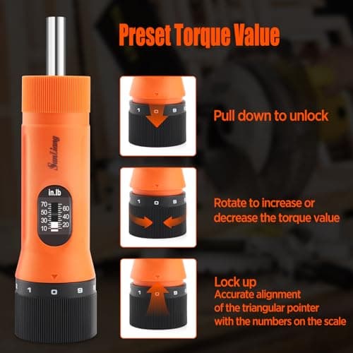 36Pcs Torque Screwdriver Wrench Driver Set 10-70 Inch Pounds lbs with 29 S2 Bits，5 Drive Sockets ，1/4" Socket Adapter for Maintenance,Tools, Bike Repairing and Mounting.