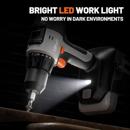 Litheli 20V Cordless Drill Driver, Electric Power Drill with 2 Variable Speed Settings, 1/2 Inch Keyless Chuck, 21+1 Clutch Settings with Maximum Torque of 443 In-lbs (Charger not Included)