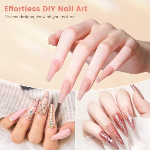 Acrylic Nail Kit with Everything: Beginners Practice Hand Acrylic Nail Powder Liquid Set with U V Lamp Drill in Gift Bag for Home Salon(Pink Bag)