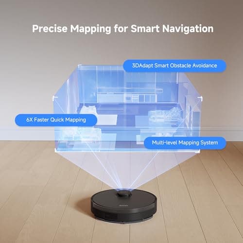 Mova S10 Plus Robot Vacuum with Self-Empty Dock, 7000Pa Suction, Liftable Brush, Hands-Free Cleaning for up to 90 Days with 4L Dust Bag, PreciSense LiDAR Navigation, App & Voice Control