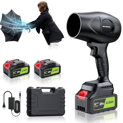 Electric-Cordless-Leaf-Blower - 500000RPM Handheld Leaf Blower - 2 X 4.0Ah Batteries and Charger Included, Lightweight Leaf Blowers for Patio Cleaning Dark