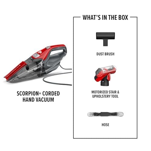 Dirt Devil Scorpion Plus Handheld Vacuum Cleaner, Powerful Suction, Lightweight, Includes Pivoting Stair and Upholstery Tool, Hose and Dusting Brush, Corded Portable Vacuum Cleaner