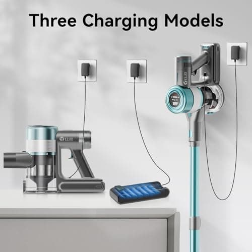 E.LUO Cordless Vacuum Cleaner, 28Kpa Vacuum Cleaners for Home, 60 Mins Runtime Stick Vacuum with Intelligent Display, Rechargeable Battery & Anti-Tangle Brush Handheld Vacuum for Floor Carpet Pet Hair