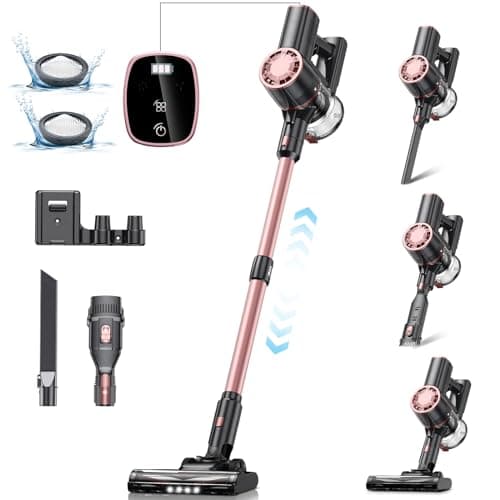 V8PRO Cordless Vacuum Cleaner for Home - 25Kpa Stick Vacuum with Self Standing Design, Max 35Min Runtime, 6 in 1 Lightweight Vacuum for Hardwood Floors and Carpet Pet Hair (Champagne)