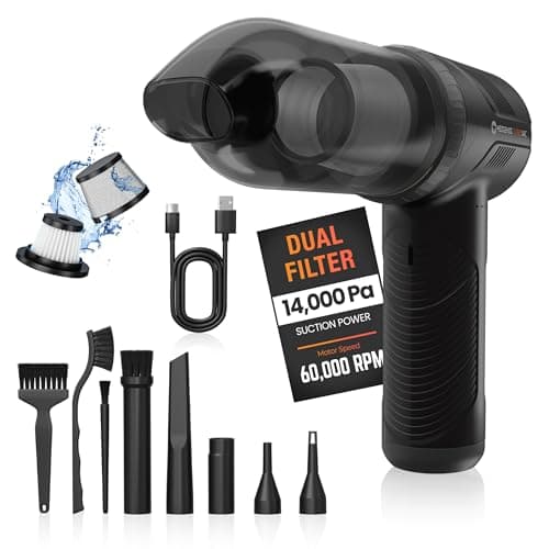 Hedgehog TurboVAC 3 in 1 Portable Car Vacuum Cleaner, Blower & Air Pump - Hand Held Vacuum Cleaner for Car with USB C Rechargeable, 14000PA Powerful Suction, Lightweight Dust Buster for Home & Outdoor