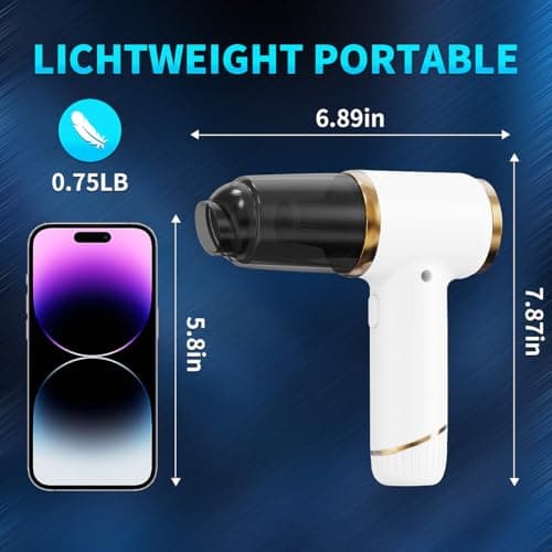 Handheld Vacuum Cleaner 15000PA Car Vacuum, 6 in 1 Portable Cordless Vacuum Cleaner Set, USB Rechargeable. White