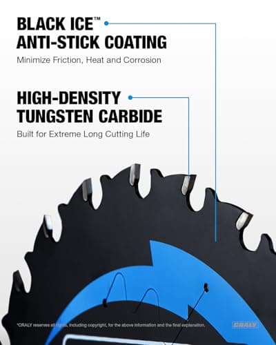 CRALY 6-1/2 Inch 24 Teeth Wood Cutting Framing Circular Saw Blade, 5/8 Inch Arbor, Carbide Tipped, Thin Kerf, Black Ice™ Coating, for Plywood, MDF, OSB, Laminated(C0624FR)