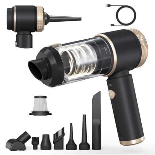Car Vacuum Portable Cordless, Hand Vacuum with 16000PA High Power, 7 in 1 Mini Car Vacuum Cleaner with One-Click Empty, Dual Hepa Filter, LED Light, Type-C Charging Small Handheld Vac