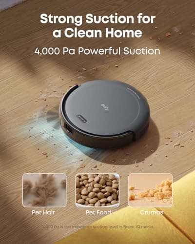 eufy Robot Vacuum C10 with Self Emptying Station, Up to 60 Days Hands Free Cleaning, Edge Expansion Brush, 4000Pa Powerful Suction, 2.85-Inch Ultra-Slim Body, Smart Mapping, Lidar Navigation