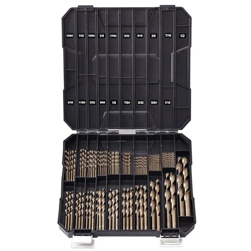 Cobalt Drill Bit Set for Hardened Metal and Stainless Steel, 99Pcs M35 High Speed Steel Twist Jobber Metal Drill Bits 1/16"-3/8", with Plastic Index Storage Case