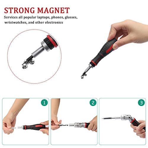 61 in 1 Ratcheting Screwdriver Set, Magnetic Screwdriver Bit Set with Rotatable Ratchet Handles, Sockets & Bits, Household Repair Tool Kits for Computers, Electronic Devices, Furniture