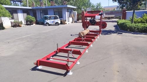 32″ Portable Sawmill, 15HP 420cc RATO Gasoline Engines with E-Start Band Saw, Adjustable Bed Leveling Feet, Red
