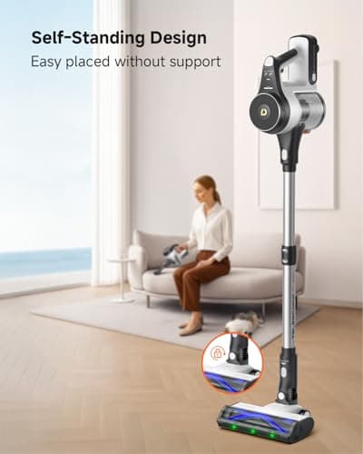 YONNDER Cordless Vacuum Cleaner, 45KPA/550W/50Mins Powerful Stick Vacuum for Home, Anti-Tangle, Self-Standing, Lightweigh, Charging Dock, Vacuum Cleaner for Hardwood Floor/Carpet/Pet Hair/Car, M1