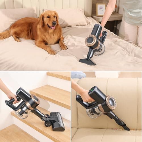 Cordless Vacuum Cleaner, 30Kpa Stick Vacuum with Anti-Tangle Brush and Upgraded Green Light, Vacuum Cleaner for Home, Wireless Vacuum for Pet Hair, Carpet, Hard Floor