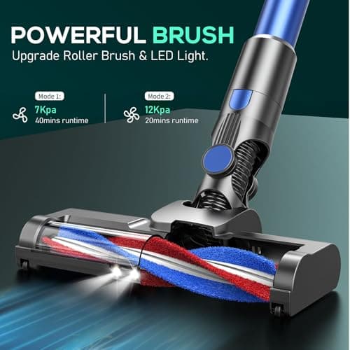 Vacuum Cleaner for Home, Cordless Vacuum Cleaner with 80000 RPM High-Speed Brushless Motor, Max 40 Mins Runtime, 5 Stages High Efficiency Filtration Vacuum for Hard Floors