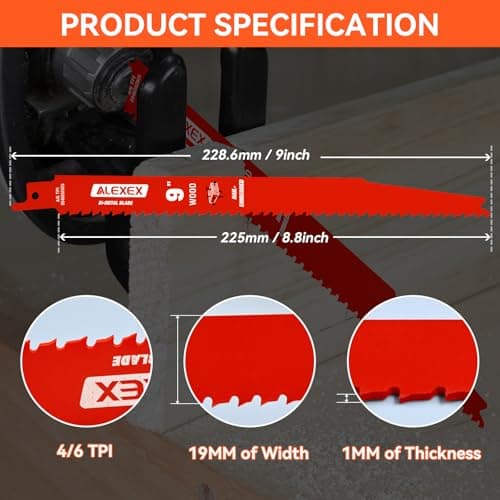 10 Pack 9 Inch 4/6 TPI Reciprocating Saw Blades for Wood and Nail-Embedded Wood Cutting, Bi-Metal Sawzall Blades for Cutting Nail and PVC Pallets etc, for Diablo Sawzall Blades DS0912BW25