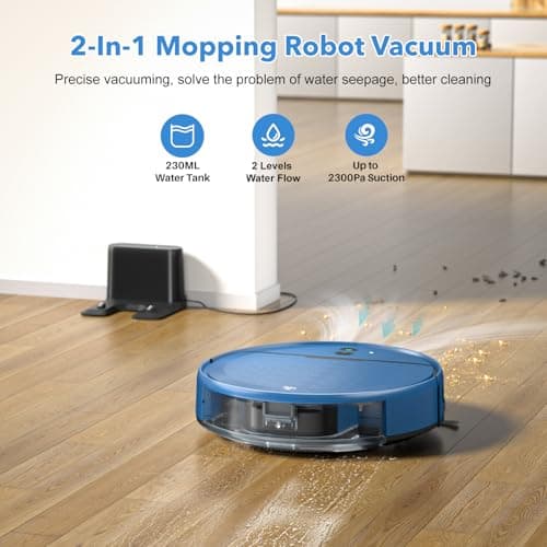 Robot Vacuum and Mop Combo, 2 in 1 Robot Vacuums Cleaner with WiFi/App, Robotic Vacuum with Strong Suction, Schedule, Self-Charging, Slim, Quiet, Ideal for Hard Floor, Pet Hair, Low Pile Carpet