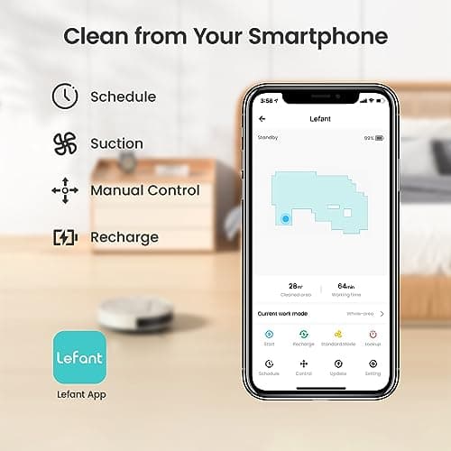 Lefant M210 Pro Robot Vacuum, Strong 2200Pa Suction, 120 Min Runtime, Super Slim Thin, Low Noise, Self-Charging, Wi-Fi/App/Alexa Control, Ideal for Pet Hair & Hard Floors