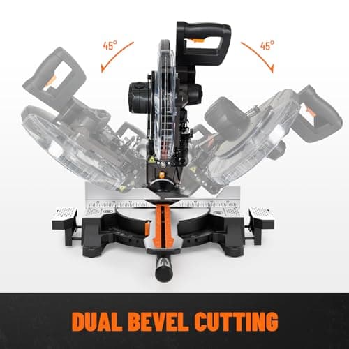12-Inch Dual-Bevel Miter Saw, Compound Sliding Miter Saw, Ambidextrous Operation, 3800RPM, 4.2 x 13in Cutting Capacity, Laser Guide, 0-45° Bevel & Miter Cut, 9 Positive Stops, 15-Amp Corded