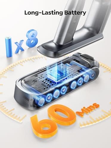Cordless Vacuum Cleaner, 600W 45KPA with Upholstery Cleaning Tool, Stick Vacuum Cleaners for Home 60 Mins Runtime, Self-Standing, Wall Mount Charging, Rechargeable Vacuum for Floor Carpet Pet Hair