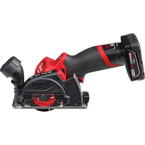 Milwaukee M12 FUEL 3" Compact Cut Off Tool Kit - 24V, 4Ah, 4A, 1.5E+3 RPM, 3" Max. Chuck Size, Black/Red