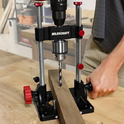 Milescraft 1348 Drill Mate PRO – Heavy-Duty Portable Drill Press Drilling Guide, ½” Chuck, Precision Drilling Jig Attachment for Drilling Angled or Straight Holes, Adjustable Drill Guide Attachment