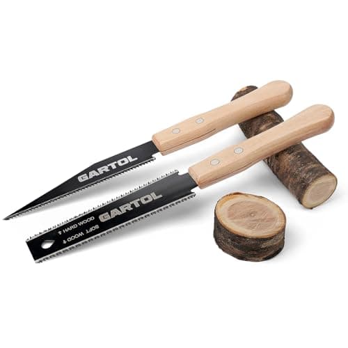 GARTOL Hand Saw for Wood Cutting, 2-Piece Japanese Pull Saw with 6-Inch Flush Cut & Double-Edged SK5 Flexible Blade & Wooden Handle, Precision Woodworking Tools for DIY, Crafting, Carpentry, Trim Work