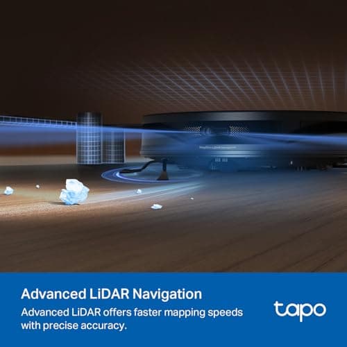 Tapo Ultra-Slim LiDAR Smart Navigation Robot Vacuum and Mop with Self-Emptying Dock, 5300Pa Max, 97%+ Dust Pickup Rate, Self-Charging, Compatible with Alexa & Google Home, RV20 Max Plus