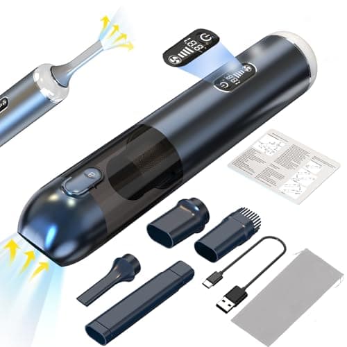 TEZILON Car Vacuum Cleaner 18000Pa Powerful Suction HEPA Filter, Portable Cordless Handheld Vacuum Vehicle Home with LED Display Air Duster Rechargeable Lightweight Multi-Nozzles for Pet Hair Keyboard