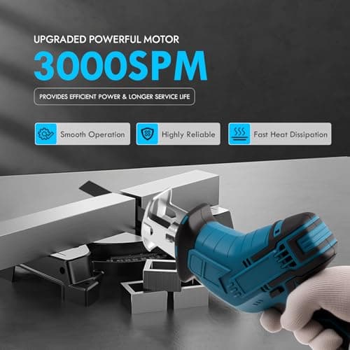 Reciprocating Saw Cordless, Variable Speed 3000 RPM Brushless Motor with 8 Saw Blades, 2 x 2.0Ah Batteries, LED Light, Tool‑Free Blade Change, Portable for Wood PVC Cutting
