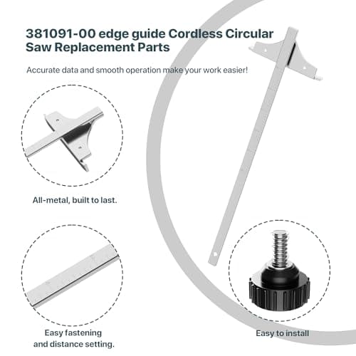 381091-00 Circular Saw Guide Replacement – Compatible with De-Walt DC390K, DW936, DC300, DC310, DCS391B, DCS393, DC390B Edge Guide Saw Fence for Cordless Circular Saws
