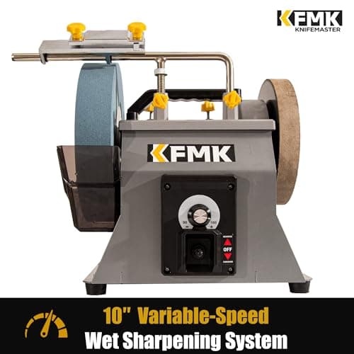 10 Inch Variable Speed Wet Sharpening System, 90-160RPM Wet Bench Grinder, Two Direction Water Cooled Wet/Dry Sharpening System for knife, Chisel, Scissor, Woodworking Tools