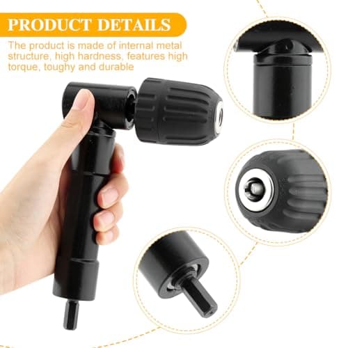 Right Angle Drill Attachment 90° Adapter - 0.8-10mm Keyless Chuck for Tight Corners, Fits Electric Drills, Impact Drivers & Screwdrivers - Great for Home Repairs & Metalworking