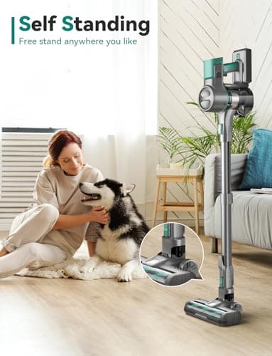 DEVOAC S10K Cordless Vacuum Cleaner for Home, 6-in-1 Lightweight Stick Vacuum with Powerful Suction, Rechargeable Battery Up to 45mins, Handheld Vacuum Cleaners for Hardwood Floor, Carpet, Pet Hair