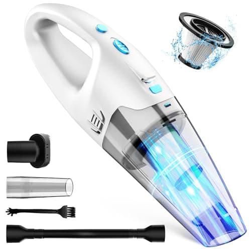Handheld Vacuum Cordless,Car Hand Cordless Rechargeable,Powerful Suction Hand Held Vacuum with LED Light/Multi Accessories,1.6lbs Car Mini Portable Vacuum Cleaner for Home Office Pet