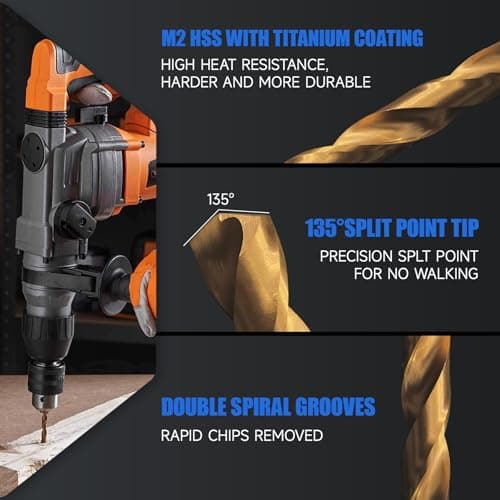 Pro Edge 24 Pcs Hex Shank Drill Bit Set for Impact Driver, Anti-Walking 135-Degree Tip, HSS Twist Titanium Drill Bits for Metal, Steel, Wood Plastic, with Storage Case (1/16"-1/2")