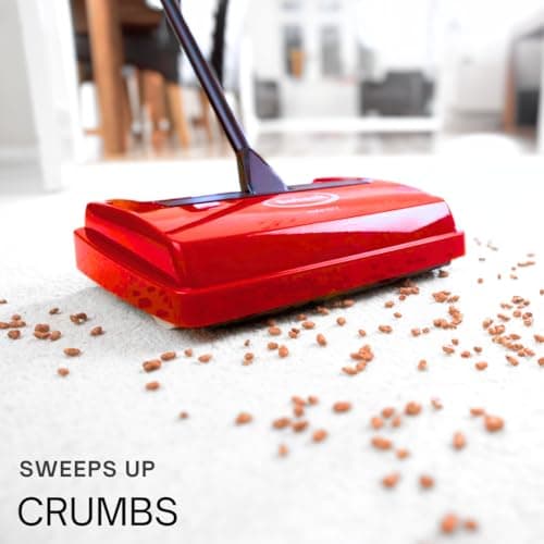Ewbank Speedsweep Carpet Sweeper - Compact, Lightweight, Non-Electric Floor Cleaner - 46" Height, 12 oz, Red