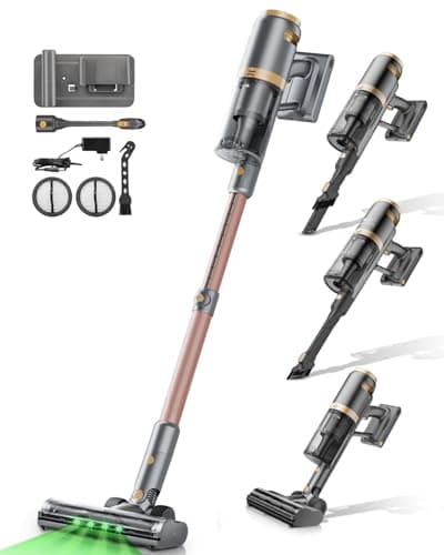 E.LUO Cordless Vacuum Cleaner 350W/≥24KPA Powerful Stick Vacuum with Led Screen Max 60 Mins Runtime Vacuum Cleaner with Rechargeable 2500 mAh Battery for Home Hard Floor Carpet Car Pet