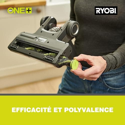 RYOBI 18 V ONE+ RSV18-0 Cordless Floor Vacuum Cleaner (30 AirWatt Suction Power, 820 l/min Airflow, 24 cm Wide Floor Nozzle, without Battery and Charger), Green