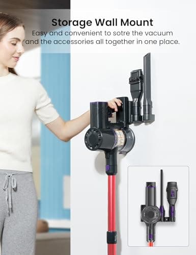 V8PRO Cordless Vacuum Cleaner for Home - 25Kpa Stick Vacuum with Self Standing Design, Max 35Min Runtime, 6 in 1 Lightweight Vacuum for Hardwood Floors and Carpet Pet Hair Car (Red)