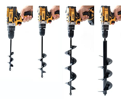VASGOR Set of 4 (1.6x9, 2.4x12, 3.2x16, 4x16) Auger Drill Bit for Planting - Easy Planter Garden Auger - Bulb & Bedding Plant Augers - Posthole Digger for 3/8” Hex Drive Drill